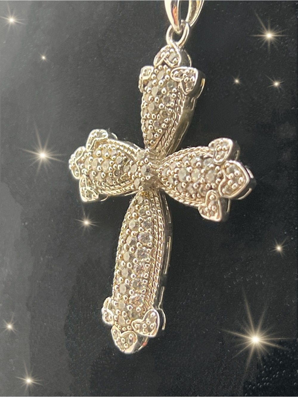 Ornate Encrusted Religious Cross Pendant Necklace